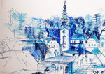 Rathaus Steyr | Pastellkreide | 42 x 60 cm | 2023