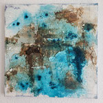 * Zerklüftetes Gebirge (50 x 50 x 2 cm) auf Leinwand mit Marmormehl, Tische, Pigmente, Sand, Kaffeesatz, CHF 350.--