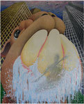「午後の帰宅Ⅰ」　キャンバス、アクリル絵具、162cm×130cm、2006年、第15回 田川市美術館選定英展出品