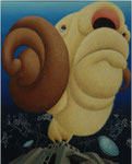 「遠い空Ⅲ」　キャンバス、アクリル絵具、162cm×130cm、2006年