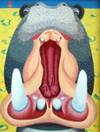「敦煌」　土壁、石灰下地、粒膠、顔料、53cm×41cm、2003年