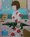 「バスルーム」　キャンバス、アクリル絵具、117cm×91cm、2001年