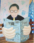 「News Paper」　キャンバス、アクリル絵具、117cm×91cm、2001年