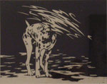 「search」木版画　和紙　29×38cm　2014年