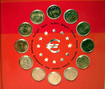 12 Monedas 0,02€ de cada País de la Unión Europea. Cara del Díptico número 4. Cara de las Monedas. 50th Aniversario del Comic Aterrizaje en la Luna