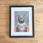 „Gina the Cat“, gerahmt 43 x 33 cm