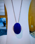 K18WGラピスラズリ・ダイヤペンダント　D：0.08ct　縦：2.5cm　幅：2cm　45cmスライド式チェーン付　￥175,000(税込）