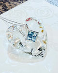 K18WGアクアマリンペンダント　Ａ：1.30ct（スクエアカット）　縦横：9.3ｍｍ　カットアズキ40cm付　￥89,000（税込）