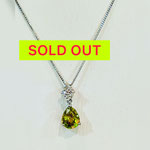 Ptスフェーン・ダイヤプチペンダント　S：1.25ct　D：0.10ct     チェーン：45cmスライド式付　￥95,000