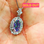 Ptメキシコオパール・ダイヤペンダント　O:2.13ct　D：0.67ct 　トップ：￥307,000（税込）　チェーン：￥38,000（税込）