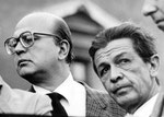 Roma, Maggio 1979 - Bettino Craxi e Enrico Berlinguer alla manifestazione per attentati alla Democrazia Cristiana