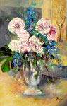 Grand bouquet aux pivoines   Huile sur toile