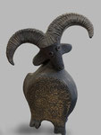 Dominique Pouchain- Céramique, pièce unique- Grès - Sculpture animalière Chèvre-H:55cm - Galerie d'art Biot - Côte d'Azur