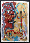Erick Ifergan 144X100cm, "Red Orpheus" acrylique sur papier chiffon - Galerie Gabel- Côte d'Azur - Biot