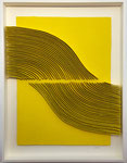 René GALASSI-Calicots et pigments jaunes-papier Moulin de Larroque-100X130cm-Galerie Gabel-Biot-Nice-Valbonne-Cannes-Saint Paul de Vence