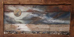 Ch. Pâris Montech, NOCTURNE II, 2009, bois flottés, pierre, zinc récup', pigments, 32x75 cm., coll. particulière