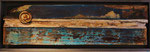 Ch. Pâris Montech, HAUTE MER, 2012, bois flottés, métal récup', pigments, 29x86 cm.