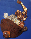 Ch. Pâris Montech, LE TURBOT, 2009, métal récup', filet plastique, sur bois, 75x81 cm.