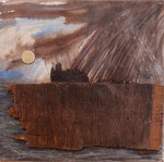 Ch. Pâris Montech, LA FORTERESSE, 2009, techniques mixtes sur papier marouflé sur carton, 20x20 cm.