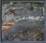 Ch. Pâris Montech, LA LANDE, 2010, bois flotté, lauze, zinc récup', 79x83 cm.