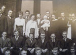 1916 or 1917 graduating class in front of men's dorm (closer up)