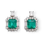 1 Paar exklusive Smaragd-Brillant-Diamant-Ohrringe 18K WG, CHF 18'600, November 2013