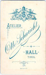  Revers von Visitphoto Metzgergeselle nach Freisprechung od. Meisterprüfung, Hall in Tirol um 1895.  Inv.-Nr. vuVIS-00207