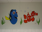 Airbrush Acryl - Kindergarten Wand: Nemo und Dori