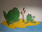 Airbrush Acryl - Kindergarten Wand: Frösche