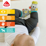Baby mit Fehn Rasselsocken Koala Detailansicht