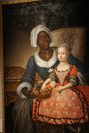 Portrait de Marie Anne Grellier en compagnie de sa nourrice, huile sur toile, premier quart du XVIIIème s, coll. particulière. La nourrice devait être affranchie et baptisée.