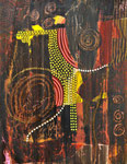 "NUIT AUSTRALE"  Acrylique, collage, pastel sec, encre et marqueur sur médium, 39 x 49 cm, 2013 - 200 euros 