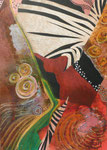 "ELAN"  Acrylique, collage, pastel gras et encre sur carton, 30 x 41 cm, 2013 - 120 euros 