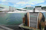 Blick  auf das neue Opernhaus und das Munch Museum am Oslofjord