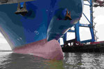 COSCOContainerschiff im Hamburger Hafen