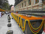 Blumenopfer am Mahabodhitempel von Bodhgaya, Indien