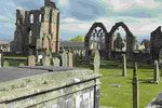 Die Ruinen der Elgin Cathedral in Schottland