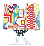 Format 20x20 cm Technique Mixte (support papier- stylos - peinture)