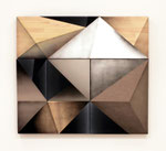  Fusion V , 2016, alkyd, acrylic on cotton, hemp canvas, stainless steal, laminated lumber, plywood, 97.8 x 1090 x 6.2 cm(38.5×42.9×2.4 in), private collection, USA