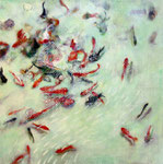 遊 / Play Swim , 2008, watercolor, oil, alkyd on canvas , 60×60cm (23.6×23.6in) , private collection, Japan 