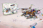 ストライキ / Strike , 2009, watercolor, oil, alkyd on canvas, 60.6×91 cm (23.9×35.8 in), Pigozzi Collection, Geneva