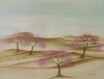 Landschaft mit blühenden Bäumen 1985, Aquarell, 30x23cm, 700,00 Euro