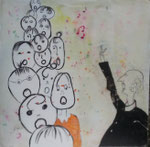 Chor, Zeichnung unter Wachs, 40x40cm, 220,00 Euro