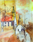 Kirche Bartenbach, Aquarell, verkauft