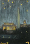"D.C. @ night", Kohle und Pastell auf Papier, 10 x 12,5 cm, verkauft 