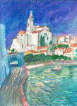 Cadaques, Spanien, 21X30cm, Aquarellstift auf Papier