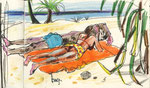 Am Strand von St. Pierre, La Réunion,14X20cm, Artist Pen, Buntstift auf  Papier