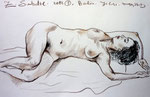 Liegende Akt,  32X50cm, Zeichenstift auf Papier