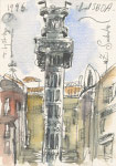 In Lissabon, 10X15cm, Aquarell, Tintenroller auf Papier