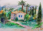 Grasse, Frankreich, 30X40cm, Ölpastell auf Papier